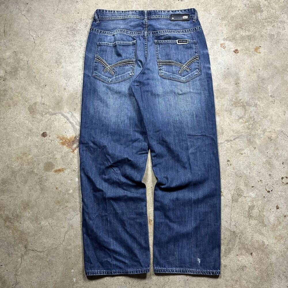 VTG Y2K Ecko Unltd Baggy-Fit Skater Hip Hop Blue Denim Jeans Size 36x32